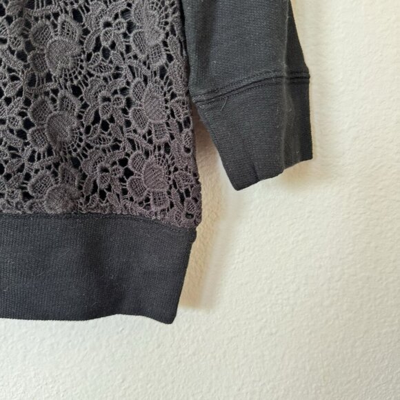 Ann Taylor LOFT Black Short Sleeve Lace Front Shirt Size Small Womens - Picture 3 of 7